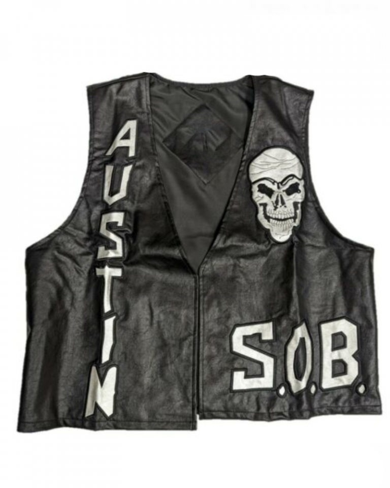 Steve Austin Skull SOB WWE Stone Cold Leather Vest 48 Off