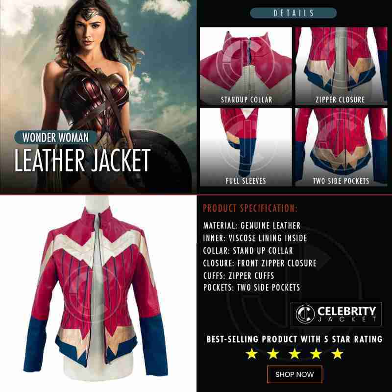 DC Comics Gal Gadot Diana Wonder Woman Costume Jacket