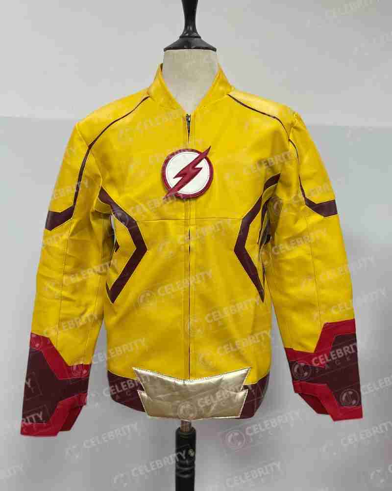 Flash Season 3: Wally West Kid Flash Yellow Leather Costume Jacket