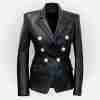 Kim Kardashian's double breasted leather blazer jacket