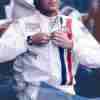 Steve McQueen wearing the Gulf Racing white jacket in Le Mans