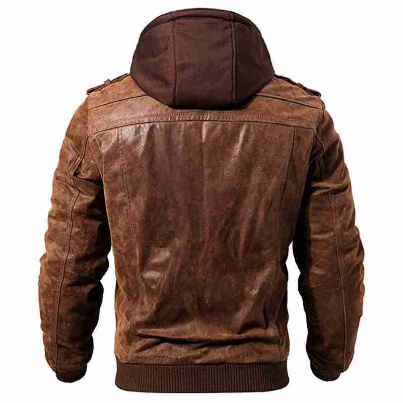 Mens Removable Hood Brown Jacket