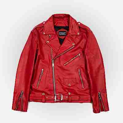 Men's Brando Style Red Biker Jacket