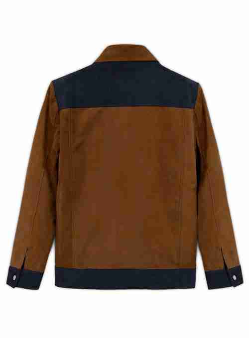 Back view of caramel brown Cristiano Ronaldo soft suede leather jacket