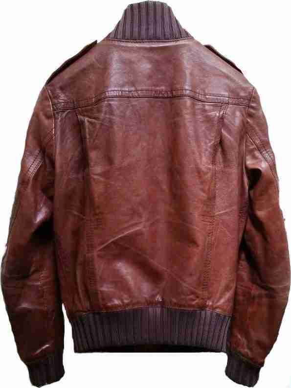 Back view of Cristiano Ronaldo brown bomber leather jacket