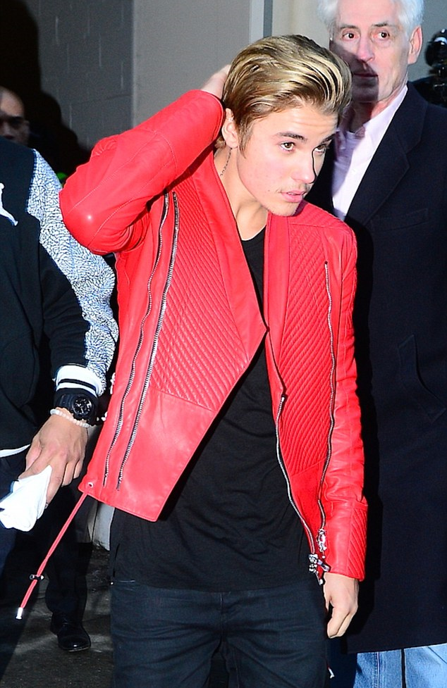 Michael Jackson style Thriller red jacket worn by Justin Bieber