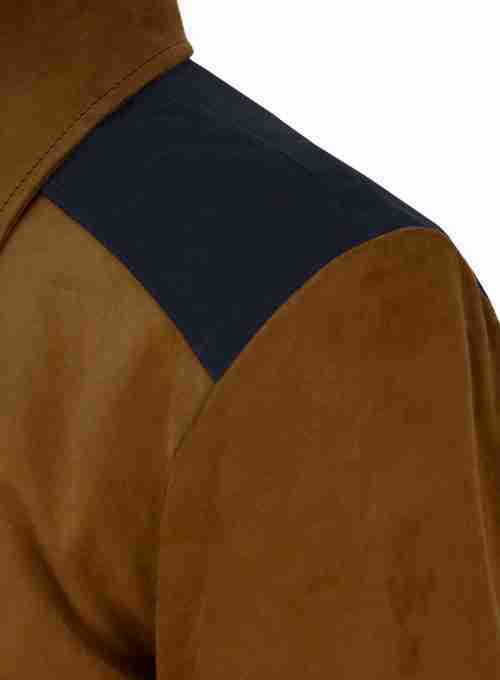 Blue shoulder strip of Cristiano Ronaldo caramel brown suede jacket