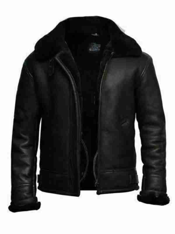 RAF WWII pilot style aviator bomber shearling lined jacket for men - front