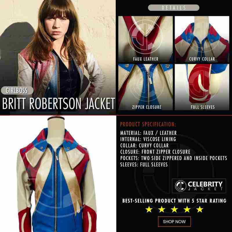 infographics Sophia Marlowe Girlboss Britt Robertson Multi-tone Leather Jacket