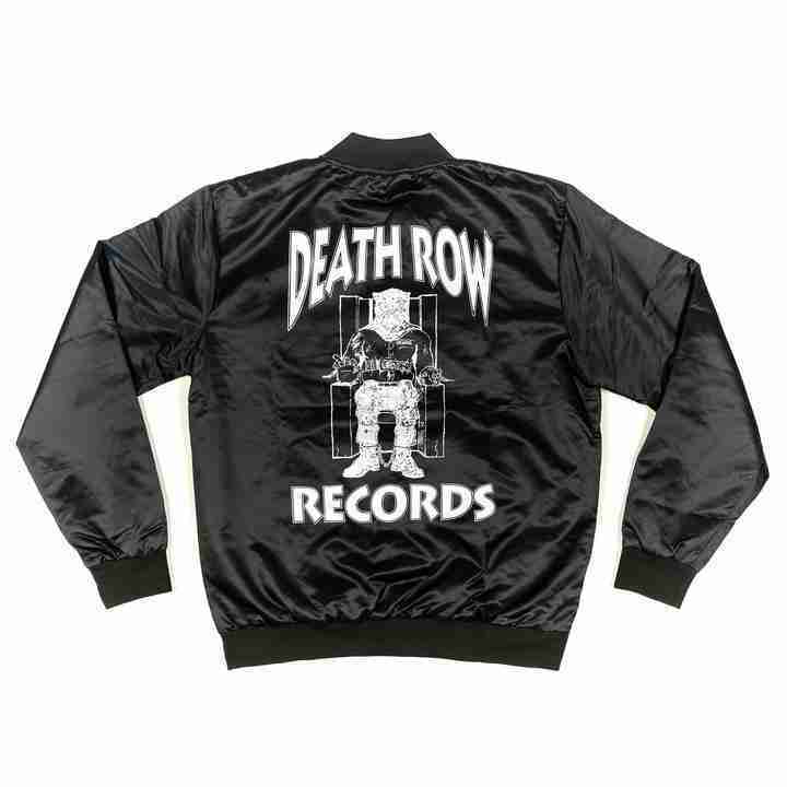 Death Row Records printed logo black satin jacket - back