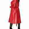 Ariana Grande faux leather coat in red - back view