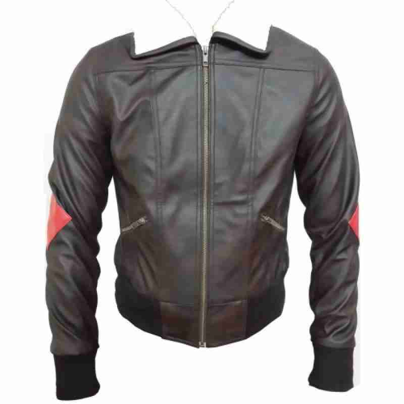 Harley Quinn's bombshell brown aviator style jacket for women - front view