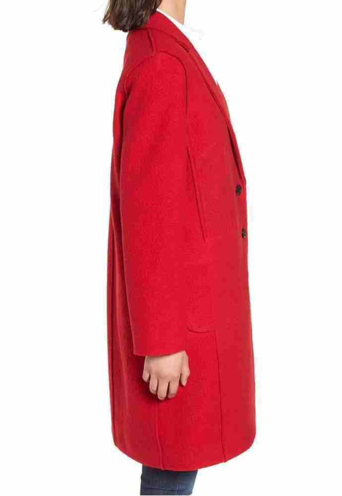 Sabrinas red woolen peacoat - side view