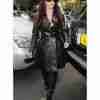 Kim Kardashian in her black leather trench coat