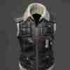 Brown shearling lined leather vest from PUBG