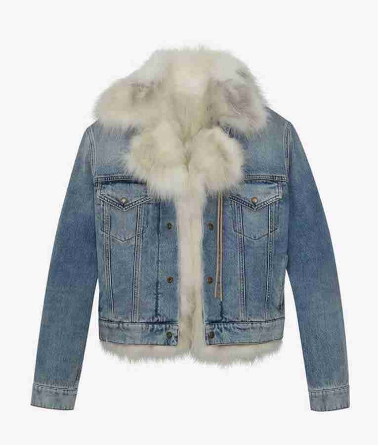 Lisa Barlow's fur trimmed denim jacket from the Real Housewives of Salt Lake City - Front