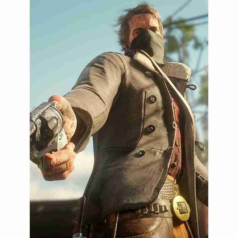 Arthur Morgan (Roger Clark) from Red Dead Redemption 2 wearing his brown corduroy scout jacket