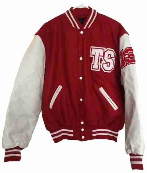 Taylor Swift's red & white The Red Tour varsity jacket