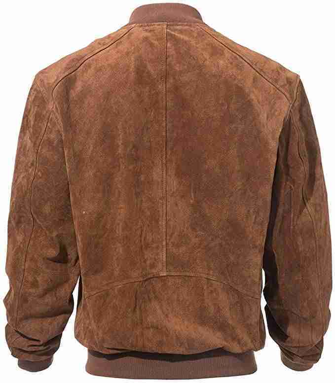 Adamsville brown bomber suede leather jacket for men - back