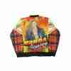 Printed back of retro style bomber jacket with a picture of WWE star Ronda Rousey
