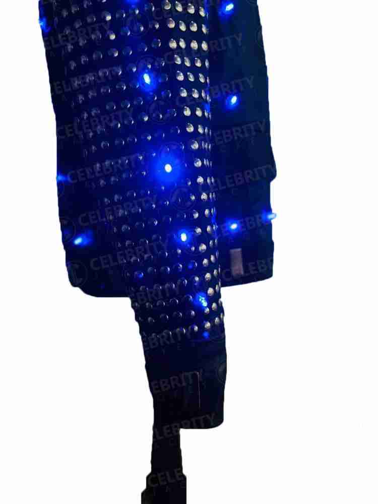 Chris Jericho's light up leather studded sleeve with LEDs being lit
