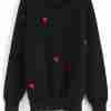 Heart-patched black sweater for women - front