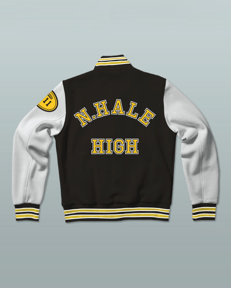 Style one of N Hale High School varsity jacket from Mac N Devin Go to Highschool movie - back