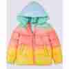 Lea Seydoux's multi-color puffer jacket - front