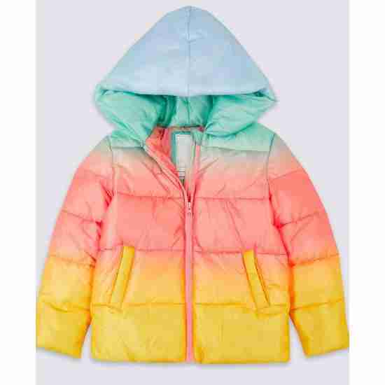 Lea Seydoux's multi-color puffer jacket - front