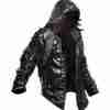 Hooded faux leather black jacket from PUBG