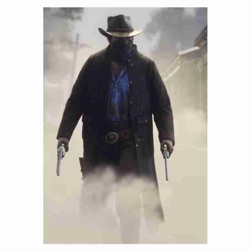 Arthur Morgan from Red Dead Redemption 2 wearing a black woolen trench coat