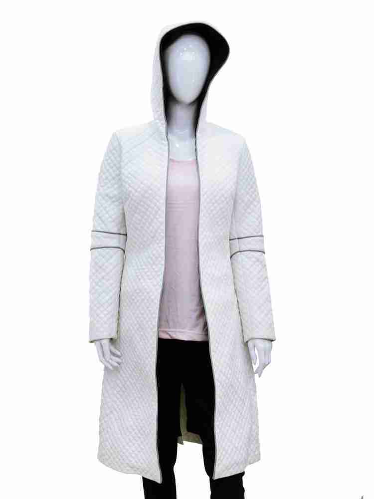 Sylvia Hoeks's (Luv) white leather quilted coat with hood - front