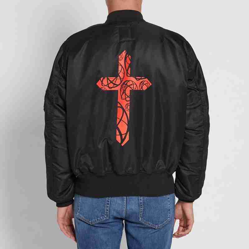 Futura XO Cross black bomber jacket of The Weeknd - back view