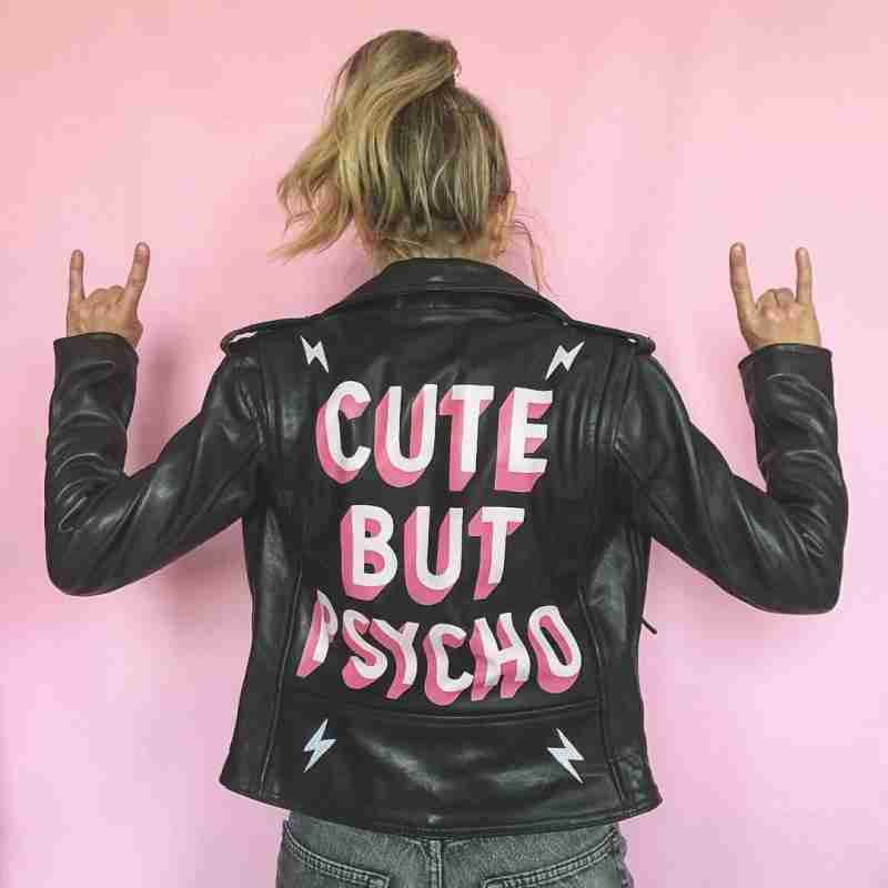 Cute-But-Psycho black leather jacket for women