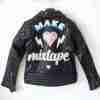 Women's Make Me A Mix Tape printed leather jacket back