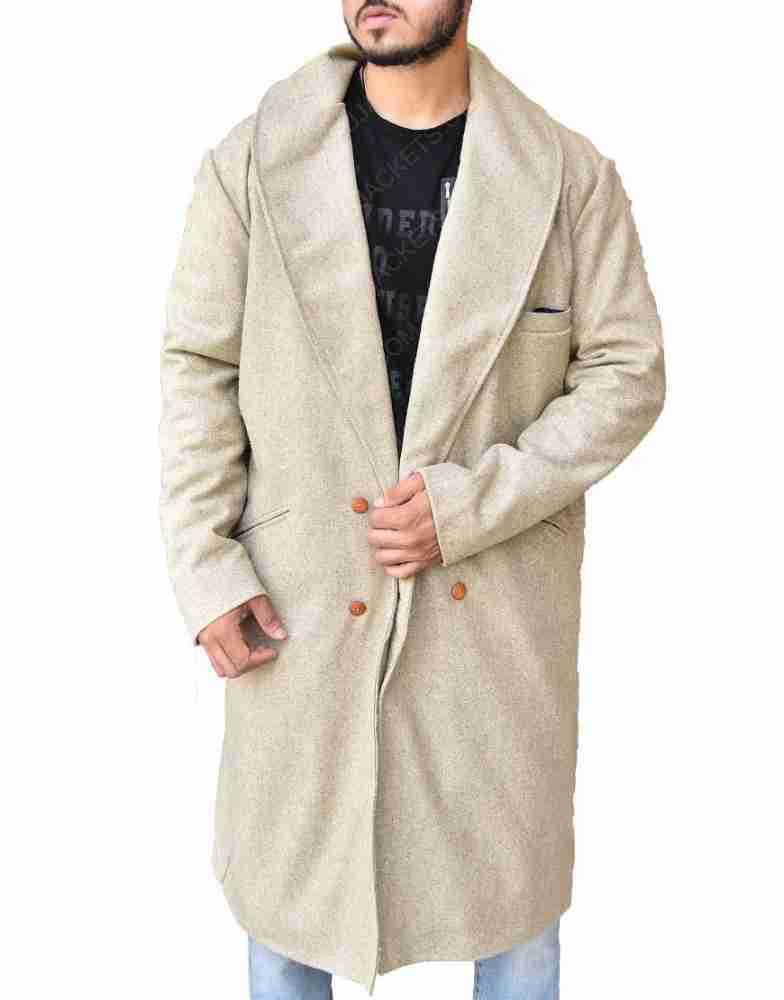 Mr Wednesday's double breasted beige wool coat - front