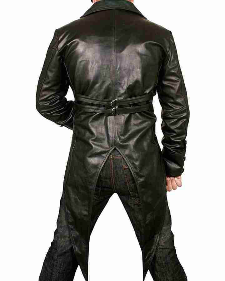 Back of Bray Wyatt's (The Fiend) black tailcoat style leather jacket