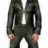 Bray Wyatt's black motorcycle leather tailcoat style jacket - front
