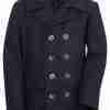 Men's classic navy color melton wool pea coat - front