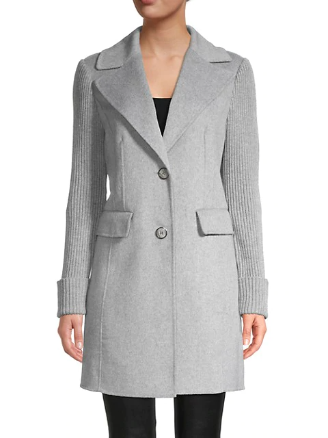 Elizabeth Thatcher's grey wool-blend coat from When Calls The Heart