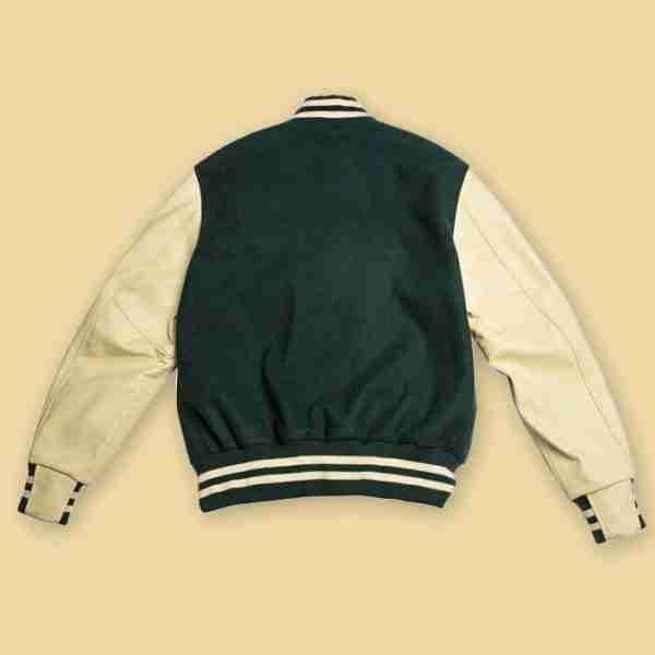 G-Eazy's accolade varsity jacket with leather sleeves - back