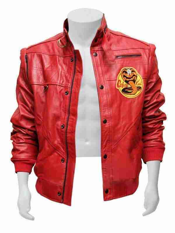 Johhny Lawrence's Cobra Kai red leather jacket - front
