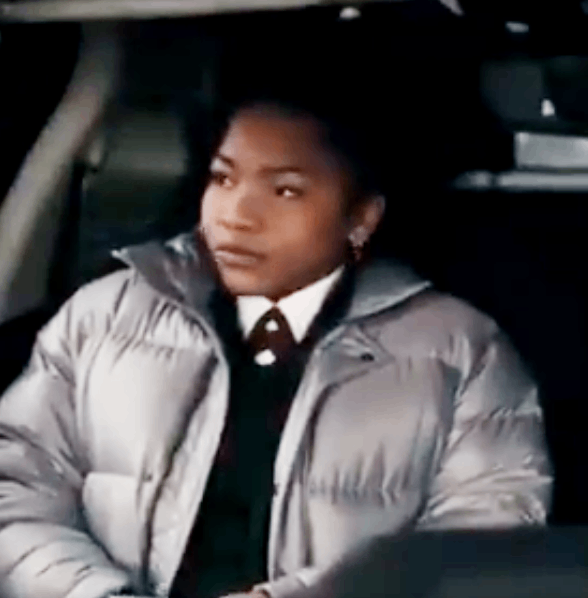 Laya DeLeon Hayes as Delilah in The Equalizer (2021) wearing a grey puffer jacket