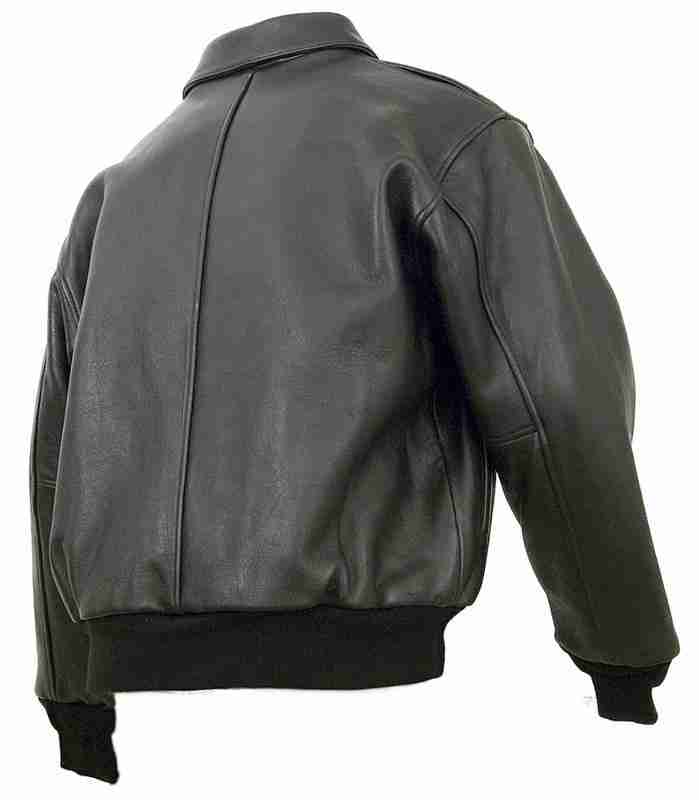 Men's brown leather flight jacket - back