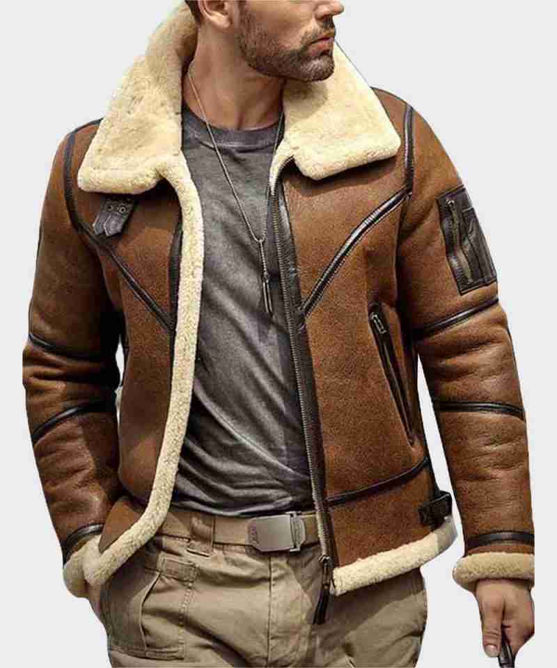 Men's B3 Aviator Shearling Sheepskin Leather Flight Jacket