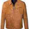 Men's unlined rough out suede leather jacket - front