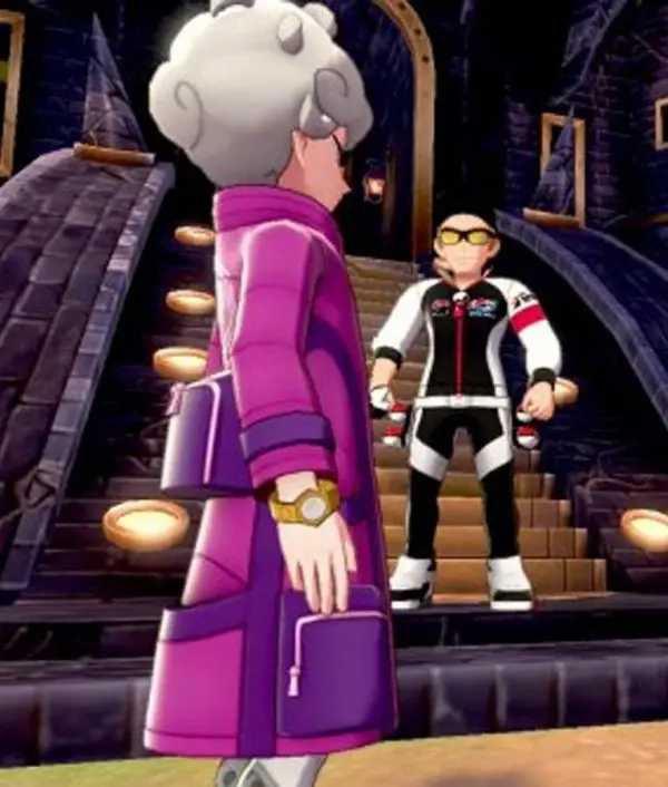 In game shot of Bede from Pokemon Sword and Shield