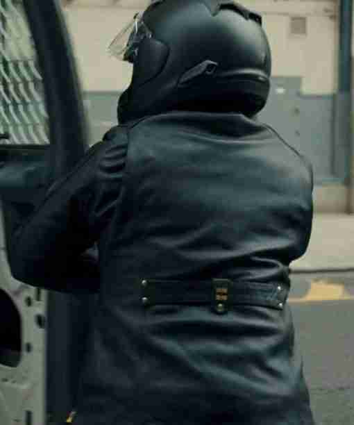 Robyn McCall from The Equalizer 2021 black racer leather jacket