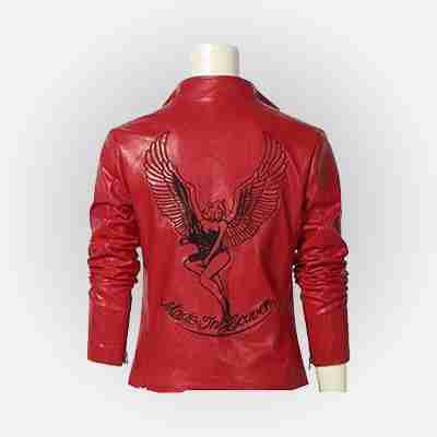 Red leather jacket of Claire Redfield from the Resident Evil 2 Remake videogame - back
