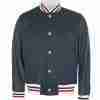 Reggi Mantle's striped grey bomber jacket - front